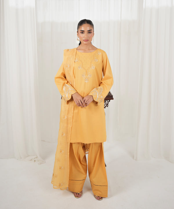 3PC - Embroidered Lawn Suit With Farshi Shalwaar